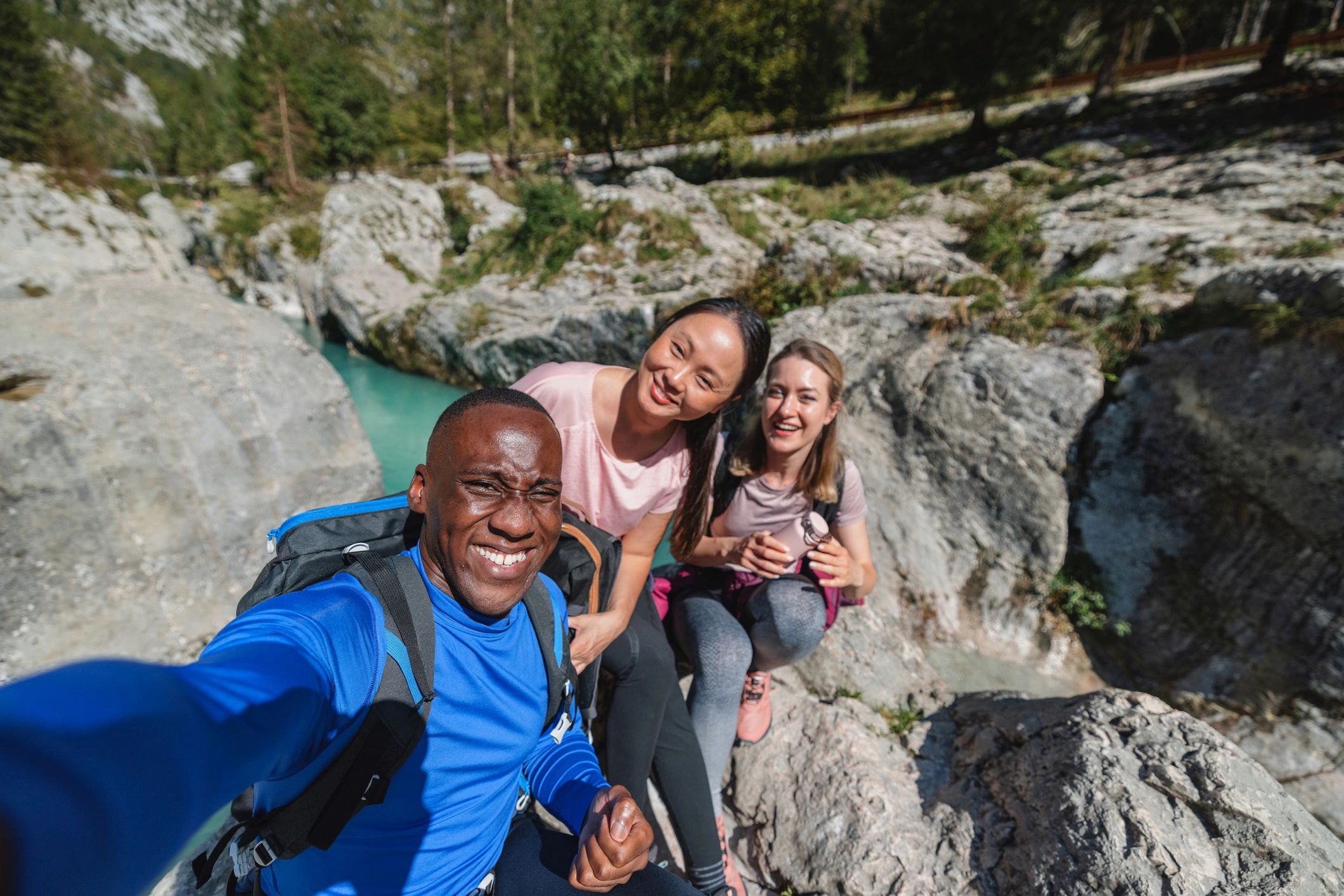 Friends enjoying a trekking adventure together